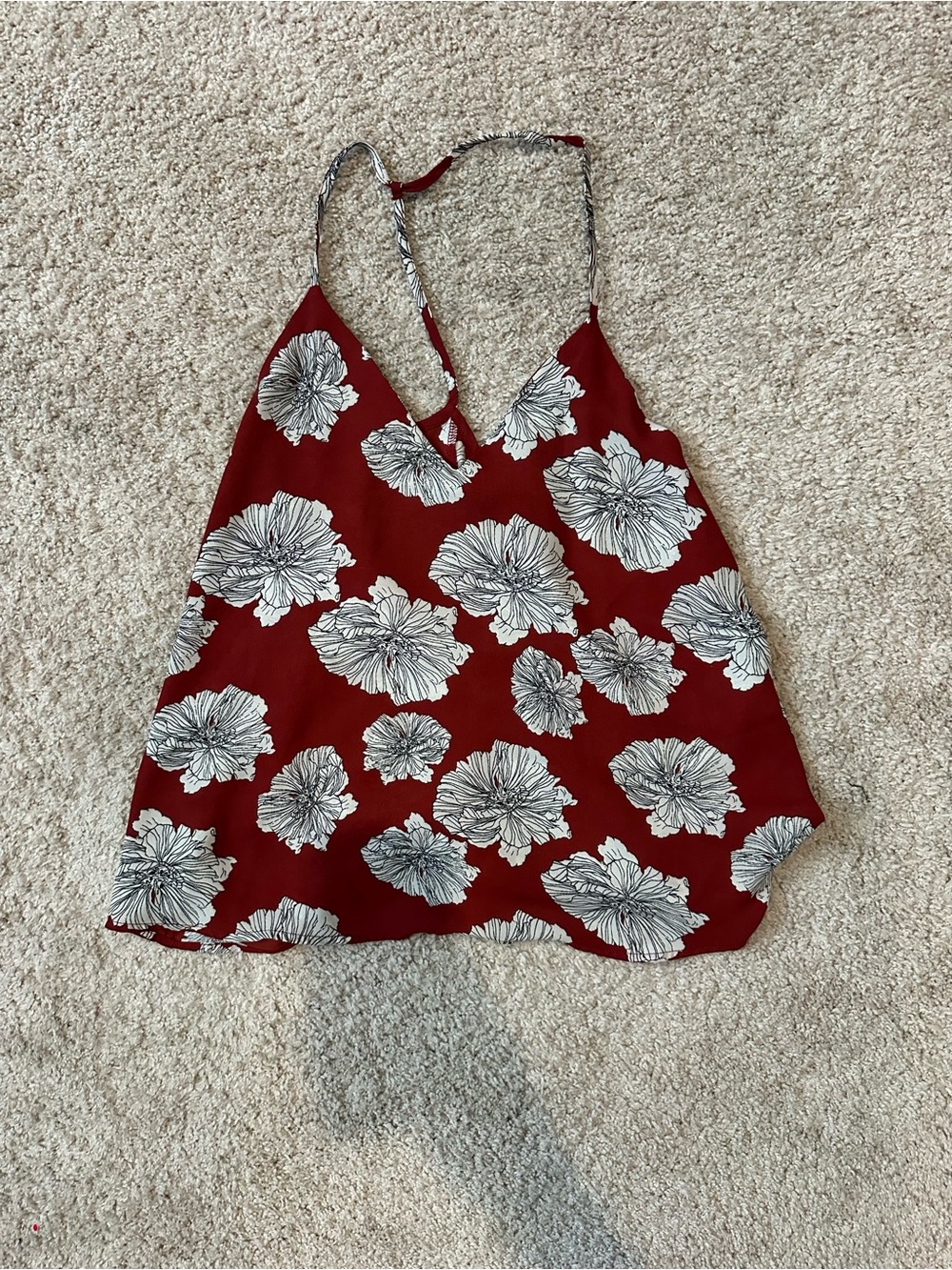 Women's Red Floral V-Neck Tank Top